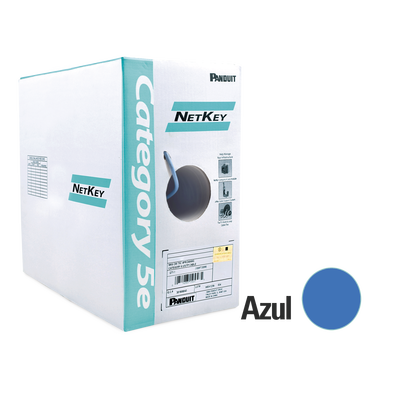 PANDUIT Bobina de cable UTP 305 m. de Cobre, NetKey, Azul, Categoría 5e (24 AWG), PVC (CM), de 4 pares MOD: NUC5C04BU-CE