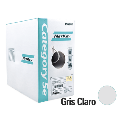 PANDUIT Bobina de Cable UTP 305 m. de Cobre, NetKey, Gris Claro, Categoría 5e (24 AWG), PVC (CM), de 4 pares MOD: NUC5C04IG-CE