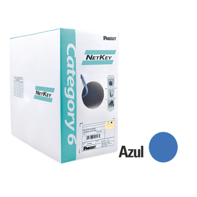 PANDUIT Bobina de Cable UTP 305 m. de Cobre, NetKey, Reelex, Azul, Categoría 6 (24 AWG), 1000Mbps, PVC (CM), de 4 pares MOD: NUC6C04BU-FE