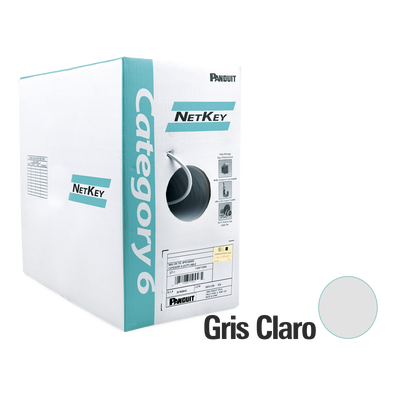 PANDUIT Bobina de Cable UTP 305 m. de Cobre, NetKey, Reelex, Gris, Categoría 6 (24 AWG), 1000Mbps, PVC (CM), de 4 pares MOD: NUC6C04IG-FE