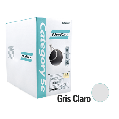 PANDUIT Bobina de Cable UTP 305 m. de Cobre, NetKey, Gris Claro, Categoría 5e (24 AWG), Riser (CMR), de 4 pares MOD: NUR5C04IG-C
