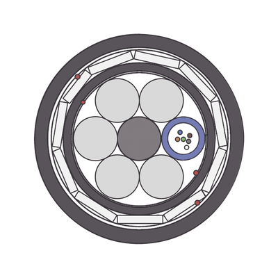 LINKEDPRO BY FIBERHOME Cable de Fibra Óptica Aérea (ADSS) G.652D Armada Anti roedor, Dieléctrica, Monomodo 6 Hilos, Span 200, Precio por metro MOD: OC-ADSS-ARMD-06C/M