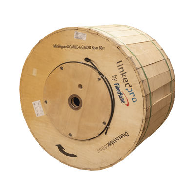 LINKEDPRO BY FIBERHOME Carrete de 4 km de Fibra Óptica Aérea Mini Figura 8, G.652D, Monomodo de 6 Hilos, Exterior, Span 80, Loose Tube MOD: OC-FIG8-06C/4KM