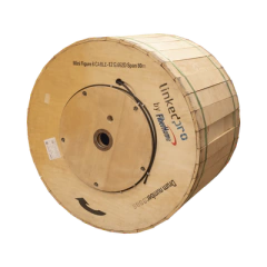 LINKEDPRO BY FIBERHOME Carrete de 4 km de Fibra Óptica Aérea Mini Figura 8, G.652D, Monomodo de 12 Hilos, Exterior, Span 80, Loose Tube MOD: OC-FIG8-12C/4KM