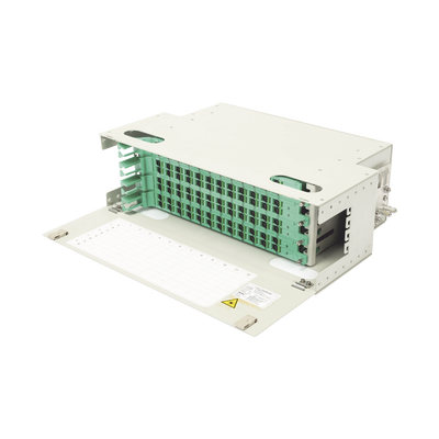 FIBERHOME Distribuidor de Fibra Óptica para 96 empalmes, con 96 acopladores SC/APC y 96 pigtails, 19", 4 UR MOD: ODU19RP-CSS96-B