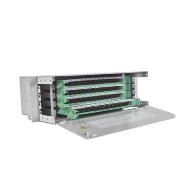 FIBERHOME Distribuidor de Fibra Óptica para 48 empalmes, con 48 acopladores SC/APC y 48 pigtails, 19", 3 UR MOD: ODU19T-A48-A