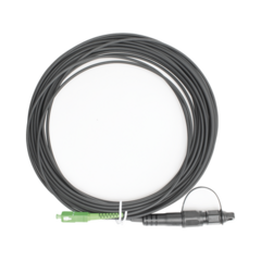 FIBERHOME Jumper de Fibra Óptica, conector SC/APC - conexión a caja FDP460, redondo, 10 metros, forro 3 mm, G657A2, negro MOD: OFC-S1-BK-SA-H1A-30-10-2601