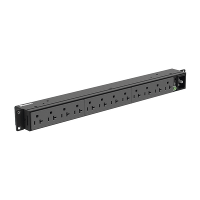 PANDUIT PDU Básico para Distribución de Energía, Enchufe de Entrada NEMA 5-20P, Con 12 Contactos NEMA 5-20R, Instalación Horizontal de 19in, 1UR, 20 Amp, 120 Vca MOD: P12B19M