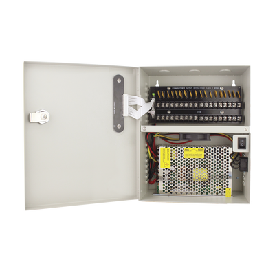 EPCOM POWERLINE NUEVA VERSION Fuente de Poder profesional para 16 cámaras, voltaje variable de 11 ~ 15Vcc ; 20 Amper para LARGAS DISTANCIAS con salidas protegidas; UL ; Voltaje de entrada : 90-160 Vca MOD: P18DCUL