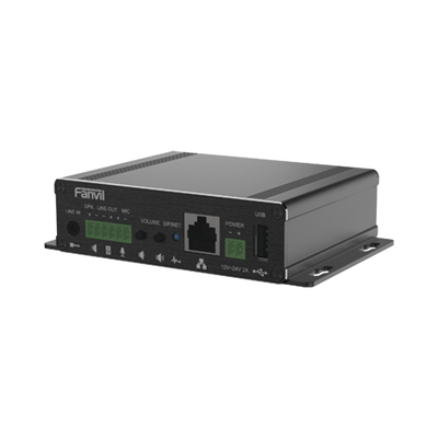 FANVIL Gateway para Voceo IP/SIP, Entrada de audio (3.5mm), salida de amplificador integrado de hasta 30W, puerto USB (reproducción de MP3), MOD: PA3F