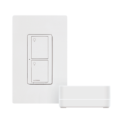 LUTRON ELECTRONICS (Caseta Wireless) Kit Hub controlador, interruptor On/Off y placa. PBDGPKG1WS