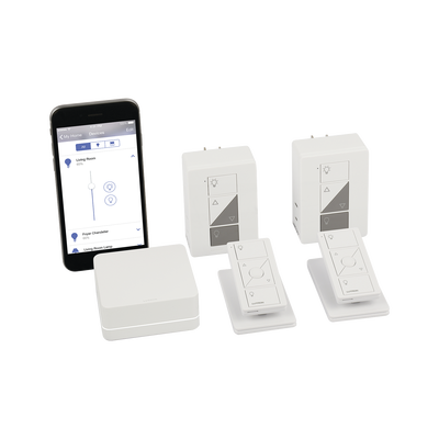 LUTRON ELECTRONICS Control de iluminación, Kit Hub Controlador, Atenuadores, Controles Remotos y Bases de Mesa MOD: P-BDG-PKG2P