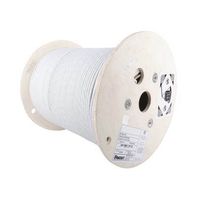 PANDUIT Bobina de Cable Blindado F/UTP de 4 Pares, Cat6A, Soporte de Aplicaciones 10GBase-T, LSZH (Libre de Gases Tóxicos), Color Blanco, 305m MOD: PFL6X04WH-CEG