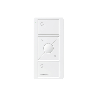 LUTRON ELECTRONICS Control remoto PICO 3 botones encender/apagar, subir/bajar intensidad, color blanco, complemente con un atenuador Caseta, RA2, RadioRa2. MOD: PJ2-3BRL-G-WH-L01
