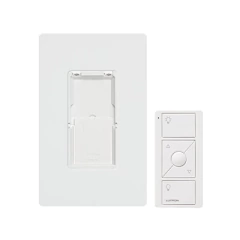 LUTRON ELECTRONICS Kit, placa de pared y Control Remoto PICO Inalámbrico, complemente con un atenuador o switch on/off, Caseta, RA2, RadioRa2 MOD: PJ2-WALL-WH-L01