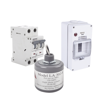 EPCOM POWERLINE Kit de Centro de Carga Para Corriente Alterna, Breaker de hasta 400 Vca de 10 A con Supresor de Picos Transitorios. MOD: PL10ACA