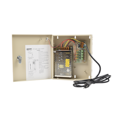 EPCOM POWERLINE Fuente de poder profesional para CCTV de 12 Vcc @ 5A, para 4 cámaras ; Voltaje de entrada de 100-240 Vca MOD: PL-12-DC-5A
