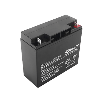 EPCOM POWERLINE Batería de respaldo UL / 12 V @ 18 Ah / Retardante a la flama/ Uso en: Alarmas de intrusión / Incendio / Control de acceso / Video Vigilancia / Terminales tipo planas. MOD: PL-18-12-F