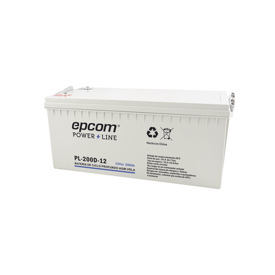 EPCOM POWERLINE Batería 12V @ 200 Ah / AGM-VRLA / Uso en Aplicación Fotovoltaica /Terminales Tipo Tornillo HEX M6 MOD: PL-200-12