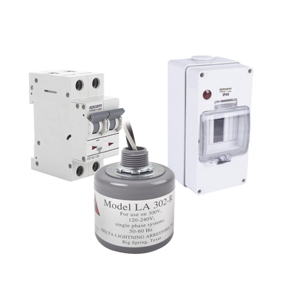 EPCOM POWERLINE Kit de Centro de Carga Para Corriente Alterna, Breaker de hasta 400 Vca de 40 A con Supresor de Picos Transitorios. MOD: PL40ACA