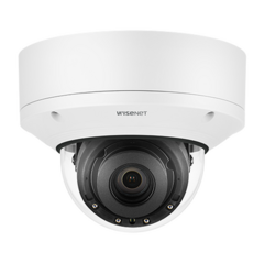 Hanwha Techwin Wisenet Cámara Domo 4K con IA / Lente Motorizado de 4.5 a 10mm / P-Iris, WDR 120dB / Ranura SD / Protección IP52 e IK10 PND-A9081RV