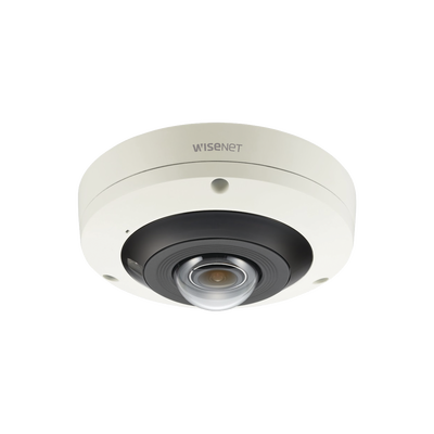 Hanwha Techwin Wisenet Fisheye 12 Megapixel / WDR 120dB / PTZ Digital 16X / Mapa de Calor y Conteo de Personas / IP66 / IK10 / Conector M-12 MOD: PNF-9010RVM