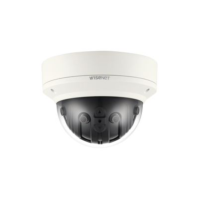 Hanwha Techwin Wisenet Cámara IP 7.3 MP Antivandálica Panorámica 180° / H.265 & WiseStream / Exterior IP66 / IK10 / PoE+ MOD: PNM-9020V