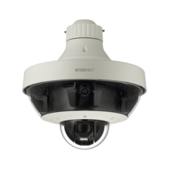 Hanwha Techwin Wisenet Cámara IP Multisensor 8 - 20 MP (4 sensores de 2 o 5 MP) lentes intercambiables con PTZ 2 MP 32X / Hasta 5 tarjetas SD de 256 GB / WDR de hasta 150dB / IP66 / IK10 MOD: PNM-9320VQP