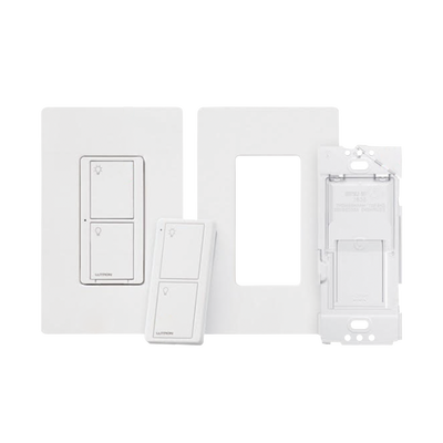 LUTRON ELECTRONICS (Caseta Wireless) Kit, Apagador, base para empotrar en pared el control remoto PICO, tapa, ideal para el control de iluminación,. PPKG1WSWH