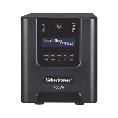 CYBERPOWER UPS de 750 VA/525 W, Topología Línea Interactiva, Entrada 120 Vca NEMA 5-15P, Onda Senoidal Pura, Tipo Torre, Con 6 Tomas NEMA 5-15R MOD: PR750LCD
