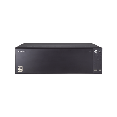 Hanwha Techwin Wisenet NVR de 64 canales / Soporta grabación hasta 12MP / H.265 & Wisestream / Capacidad de procesamiento 400Mpbs / 4 Puertos de Red / Función ARB y Failover MOD: PRN-4011