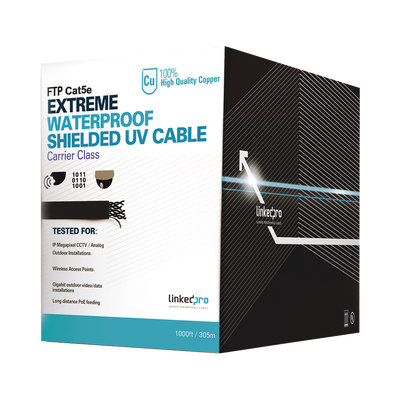 LINKEDPRO BY EPCOM Bobina de cable de 305 m, Cat5e, color negro, sin blindar, para aplicaciones de video vigilancia, redes de datos. Uso en intemperie MOD: PRO-CAT5-EXT-LITE