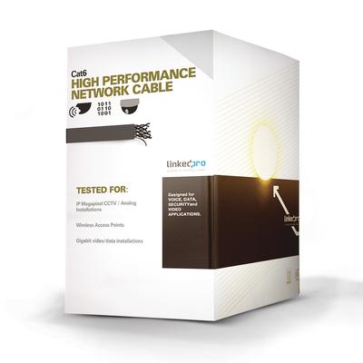 LINKEDPRO BY EPCOM Bobina de Cable de 305 m (1000 ft) Cat6 aleacción de Cobre y Aluminio (CCA), color Negro Versión Económica. Uso en interior. MOD: PRO-CAT-6B