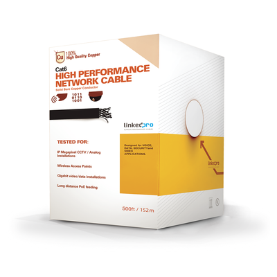 LINKEDPRO BY EPCOM Bobina de cable de 152.5 Metros Cat6+ CALIBRE 23 ALTO DESEMPEÑO, super flexible, UL, color Azúl, para aplicaciones de video vigilancia, HD, y redes de datos. Uso interior. MOD: PRO-CAT-6-PLUS/500