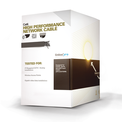 LINKEDPRO BY EPCOM Bobina de Cable UTP de 305 m (1000 ft) Cat6 aleación de Cobre y Aluminio (CCA), color blanco, Uso exclusivo interior MOD: PRO-CAT-6/W