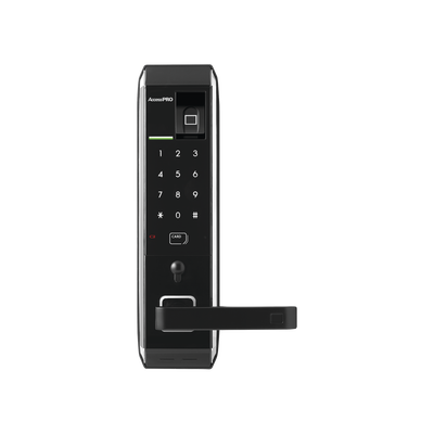 Syscom Cerradura inteligente con teclado Touch Screen, Apertura con huella digital/Tarjeta Mifare/Contraseña MOD: PRO-LOCK-FP