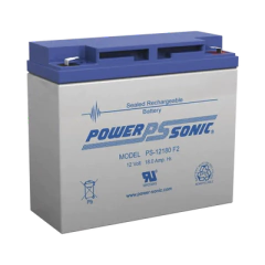 POWER SONIC Batería Ácido de Plomo, Sellada, Recargable, 12V, 18AH, 5 Años Vida Útil, Terminales tipo F2, Reconocida UL PS-12180-F2