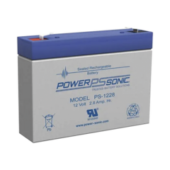 POWER SONIC Batería Ácido de Plomo, Sellada, Recargable, 12V, 2.8AH, 5 Años Vida Útil, Terminales tipo F1, Reconocida UL PS-1228-F1