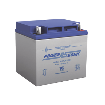 POWER SONIC Batería Ácido de Plomo, Sellada, Recargable, 12V, 40AH, 5 Años Vida Útil, Terminales tipo NB, Reconocida UL PS-12400-NB