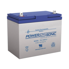 POWER SONIC Batería Ácido de Plomo, Sellada, Recargable, 12V, 55AH, 5 Años Vida Útil, Terminales tipo U, Reconocida UL PS-12550U