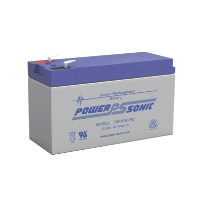 POWER SONIC Batería Ácido de Plomo, Sellada, Recargable, 12V, 9AH, 5 Años Vida Útil, Terminales tipo F2, Reconocida UL PS-1290-F2