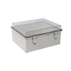 PRECISION Gabinete Plástico ABS, Puerta Transparente, Uso en Intemperie (300 x 300 x 180 mm) Cierre por Broches Inoxidables. MOD: PST-3030-18ET