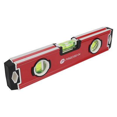 PRECISION Nivel Magnético de Aluminio Tipo Torpedo de 9” con Triple Burbuja. MOD: PST-H080-01