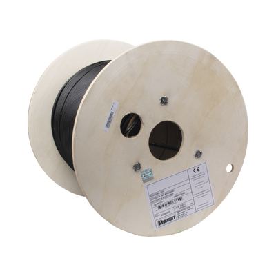 PANDUIT Bobina de Cable UTP de 4 Pares, PanNet, Para Exterior con Gel, Cat6 (23 AWG), Industrial para Climas Extremos, Color Negro, 305 m MOD: PUO6C04BL-CEG