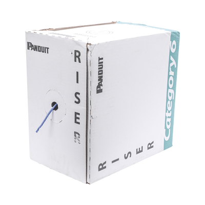 PANDUIT Bobina de Cable UTP, Categoría 6 de Alto Rendimiento (+350 MHz), 23 AWG, PVC (CMR, Riser), Bobina de 305 m, Color Azul MOD: PUR6C04BU-F