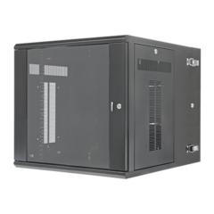 PANDUIT Gabinete PanZone de Montaje en Pared, de 19in, Puerta con Ventana de Seguridad, 12 UR, 762mm de Profundidad, Color Negro MOD: PZWMC1230W