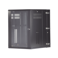 PANDUIT Gabinete PanZone de Montaje en Pared, de 19in, Puerta con Ventana de Seguridad, 18 UR, 762mm de Profundidad, Color Negro MOD: PZWMC1830W