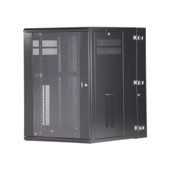 PANDUIT Gabinete PanZone de Montaje en Pared, de 19in, Puerta con Ventana de Seguridad, 18 UR, 762mm de Profundidad, Color Negro MOD: PZWMC1830W
