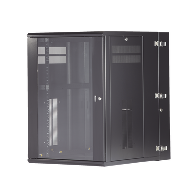 PANDUIT Gabinete PanZone de Montaje en Pared, de 19in, Puerta con Ventana de Seguridad, 18 UR, 762mm de Profundidad, Color Negro MOD: PZWMC1830W
