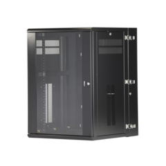 PANDUIT Gabinete PanZone de Montaje en Pared, de 19in, Puerta con Ventana de Seguridad, 18 UR, 635mm de Profundidad, Color Negro MOD: PZWMC18W